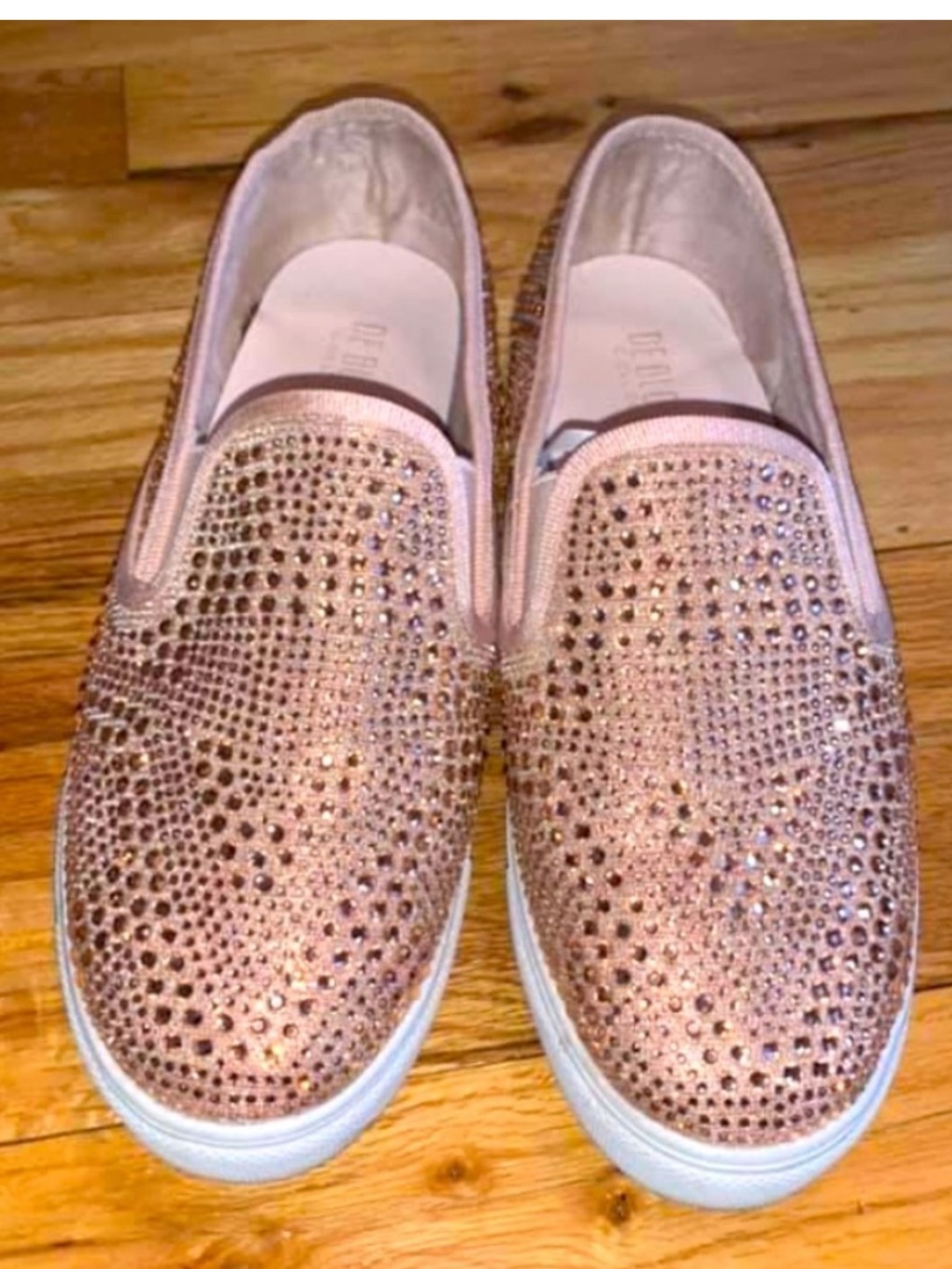 David's Bridal Rose Gold Embellished Slip-On Flats